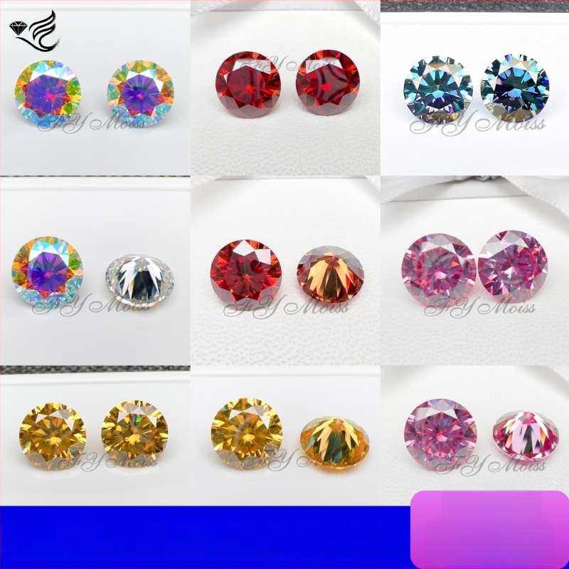 Moissanite στρογγυλός γυμνός λίθος — κοπή Eight Hearts Eight Arrows — διαύγεια VVS — ηλεκτροπλατίωση