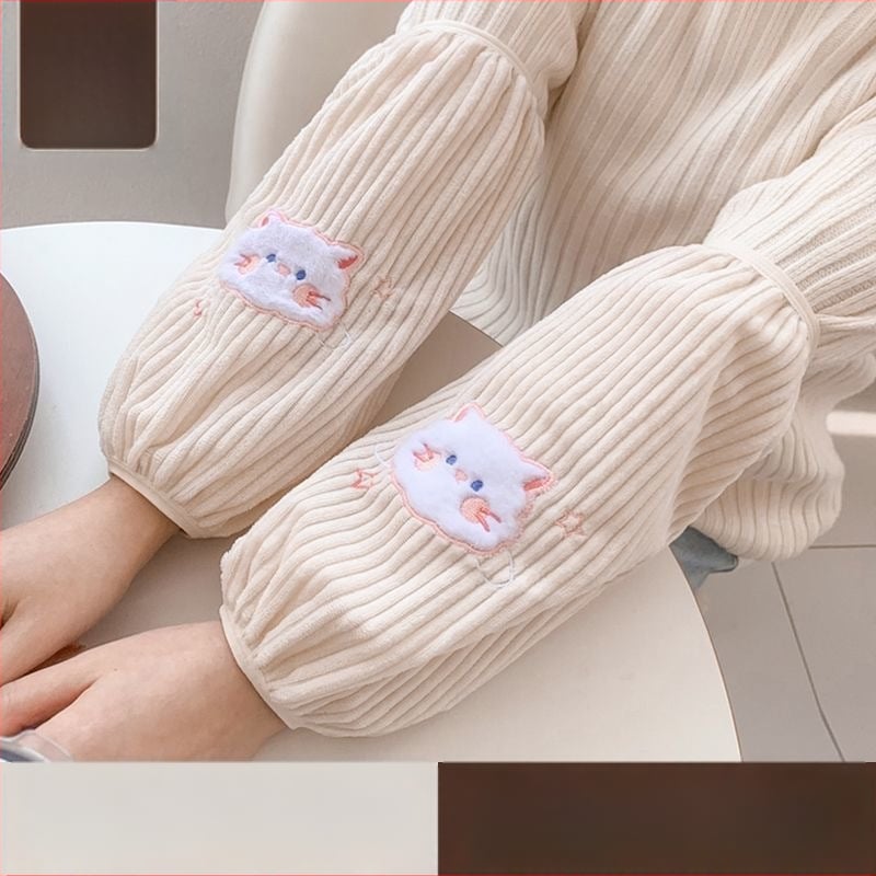 Προστατευτικά μανικιών A-186 για ενήλικες γυναίκες – μαλλί κουνελιού, ανθεκτικά στους λεκέδες, κεντημένα