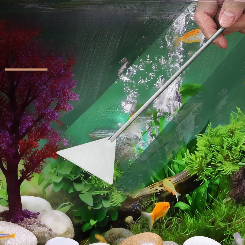 Öt részes rozsdamentes acél akvárium eszköz készlet: növényolló, erős szorító, sík homokkaparó és algakaparó — modell 00-263