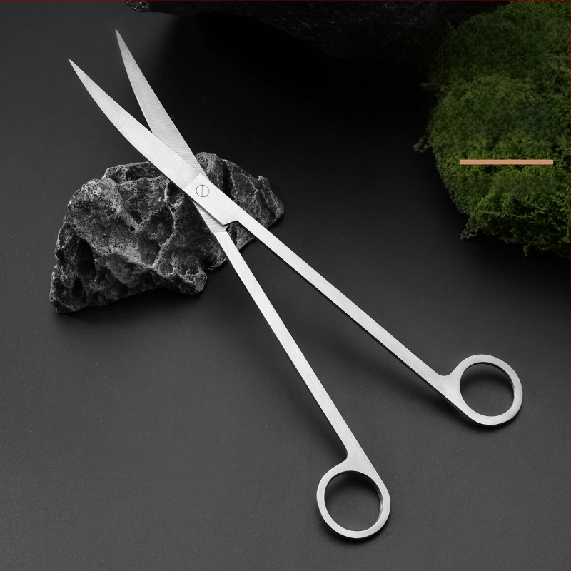 Öt részes rozsdamentes acél akvárium eszköz készlet: növényolló, erős szorító, sík homokkaparó és algakaparó — modell 00-263