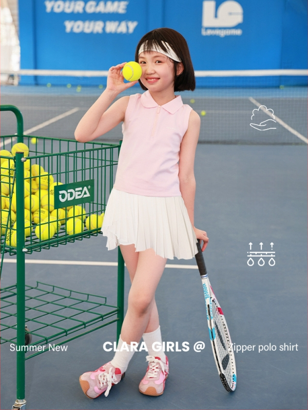 Παιδικό πόλο για κορίτσια – χωρίς μανίκια, slim fit, βαμβακερό, αναπνεόμενο, Καλοκαίρι 2025, CLARA GIRLS