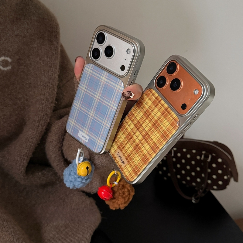 Retro kućište s blokom boja narančaste i plave za iPhone 13/14/16/17 Pro/Max, reljefna zaštita od pada