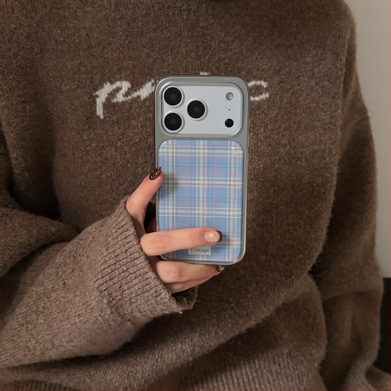 Retro kućište s blokom boja narančaste i plave za iPhone 13/14/16/17 Pro/Max, reljefna zaštita od pada