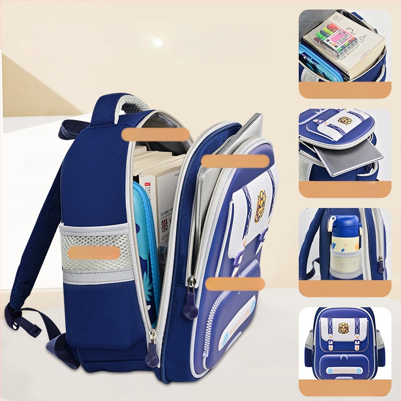 Detský školský batoh s pevným telom, ľahký a priedušný, Oxford materiál, ramenné popruhy s vzduchovým odpružením, neutrálny dizajn