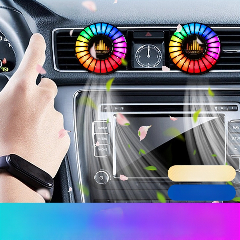 Automobilski difuzor za aromaterapiju s ambijentalnim osvjetljenjem i LED-om usklađenim s glazbom, svjetlo aktivirano zvukom, dekoracija za ventilacijski otvor