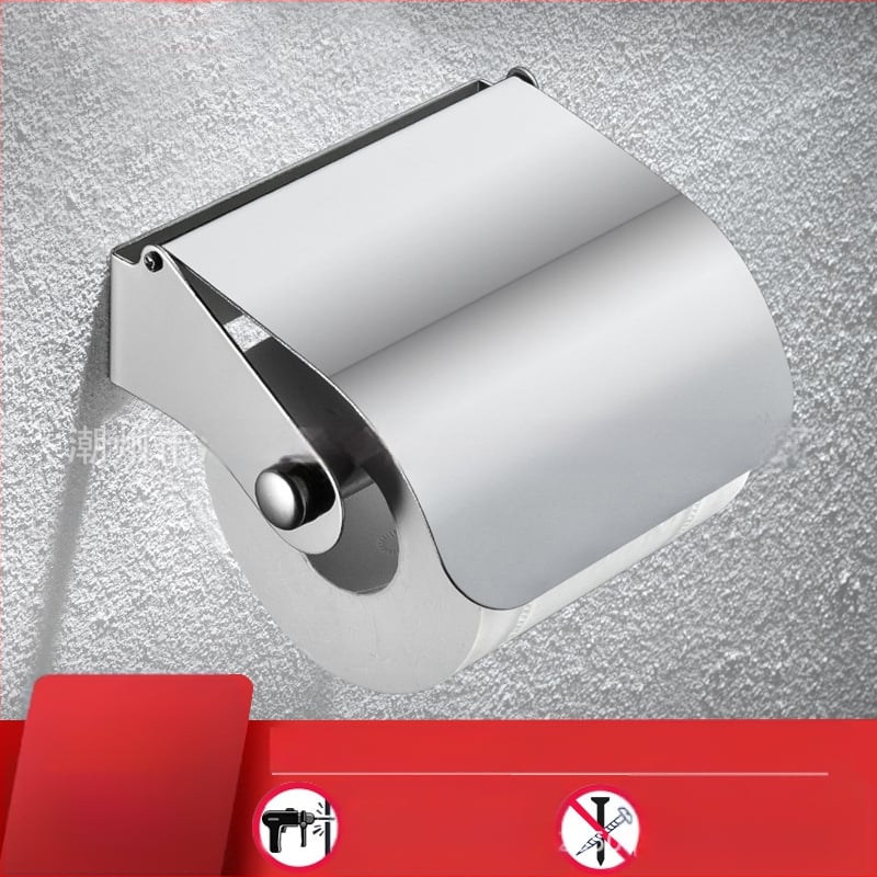 Suport hârtie igienică din oțel inoxidabil 304, montaj fără găuri, finisaj lucios, pentru baie și hotel