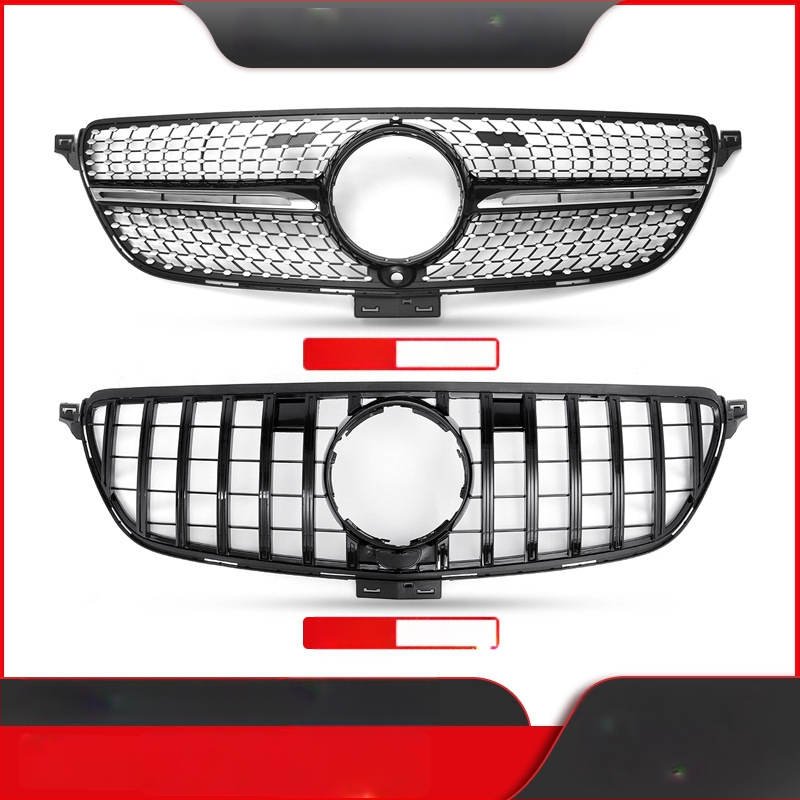 Εμπρός μάσκα Mercedes-Benz GLE-Class W166/W292, GT στιλ με κάθετες ράβδους, κεντρική μάσκα, ABS πλαστικό, 2016-2019