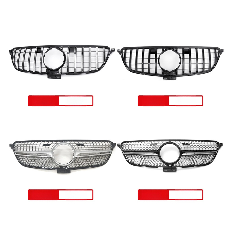 Εμπρός μάσκα Mercedes-Benz GLE-Class W166/W292, GT στιλ με κάθετες ράβδους, κεντρική μάσκα, ABS πλαστικό, 2016-2019