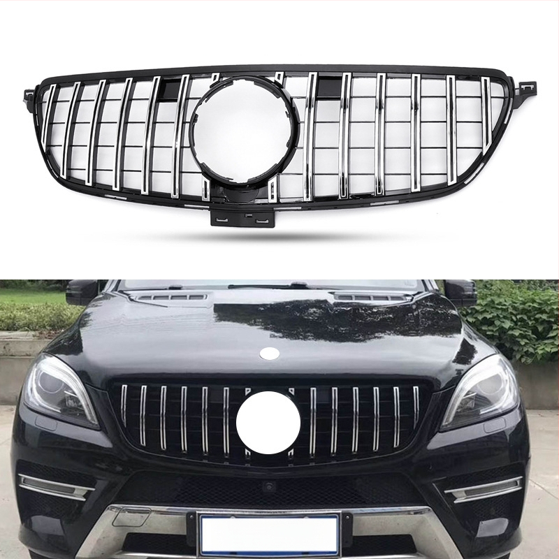 Εμπρός μάσκα Mercedes-Benz GLE-Class W166/W292, GT στιλ με κάθετες ράβδους, κεντρική μάσκα, ABS πλαστικό, 2016-2019