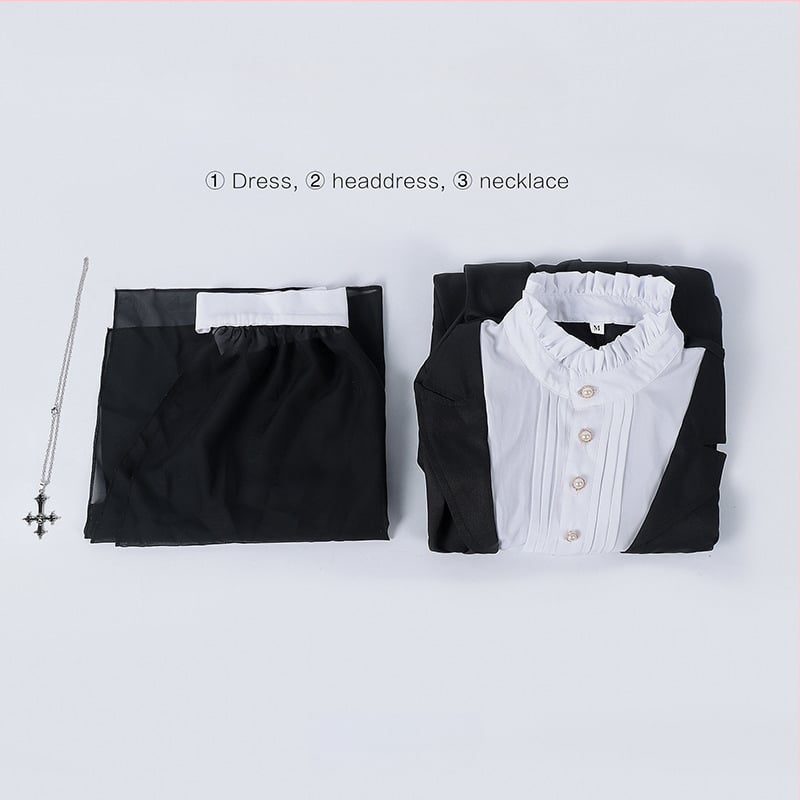 Nun cosplay ruhaszett, poliészter 80–90%, elegáns irodai stílus, 2025 tavasz