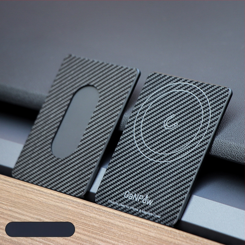 GaNPow Szénszálas kártyatartó MagSafe-kel iPhone-hoz, ultra vékony, erős mágneses rögzítés