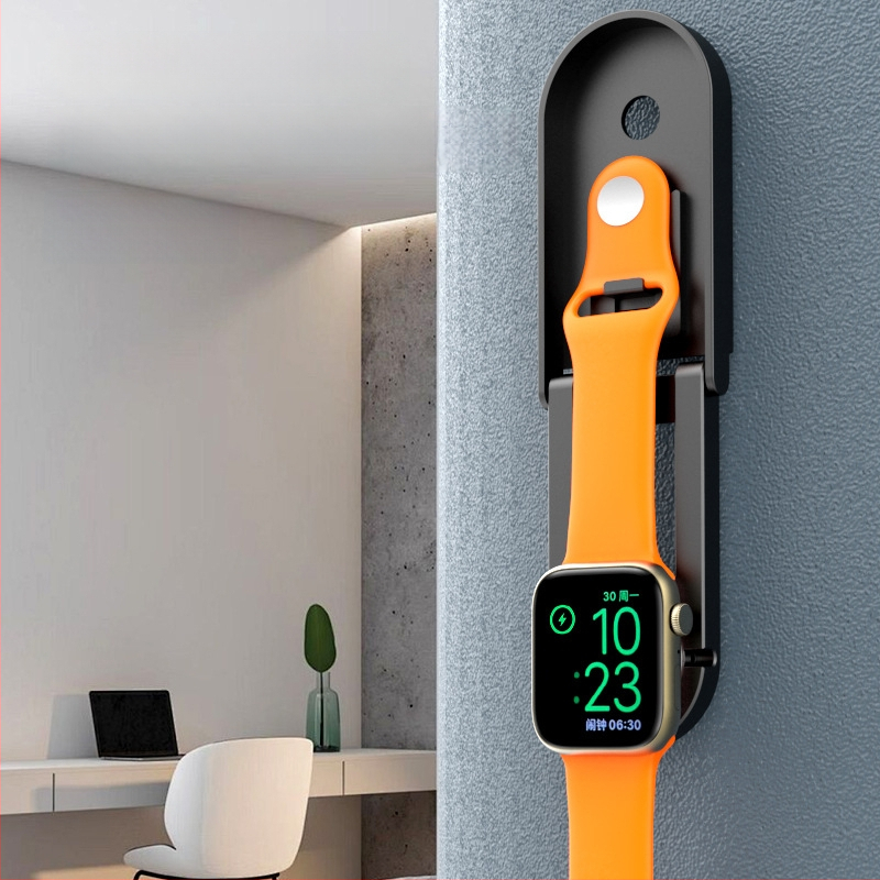 Cahezo Apple Watch töltőállvány, falra szerelhető, lyukasztás nélküli ragasztóalap és állítható töltőtartó