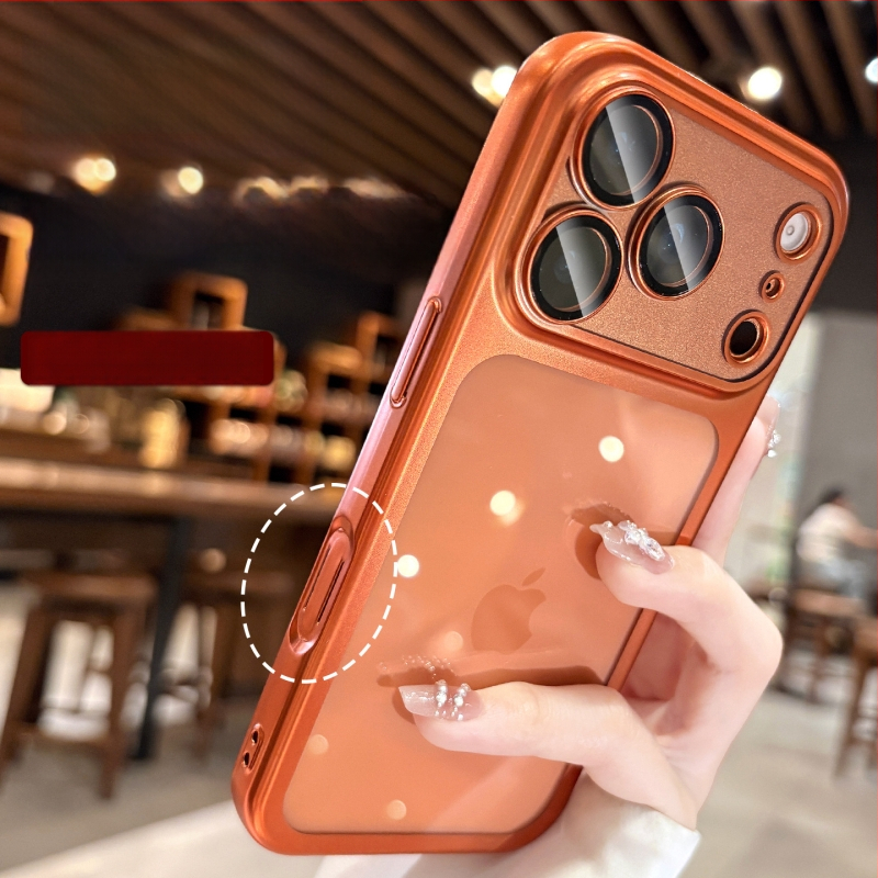 Prozirna mat silikon torbica za iPhone 17 Pro / Pro Max s elektroplatiranim završnim slojem i ugrađenim zaštitnim filmom za objektiv