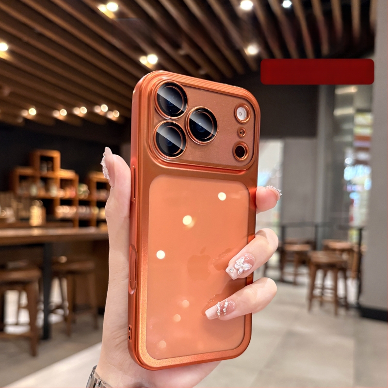 Prozirna mat silikon torbica za iPhone 17 Pro / Pro Max s elektroplatiranim završnim slojem i ugrađenim zaštitnim filmom za objektiv