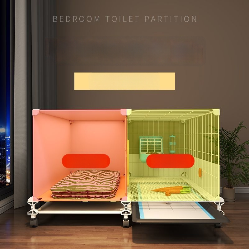 Κλωβός για κουνέλια με ενσωματωμένη τουαλέτα ούρων, μεγάλος εσωτερικός οικίσκος για κατοικίδια (κουνέλια, ινδικά χοιρίδια, χάμστερ) — πλαστικό, Καταφύγιο κατοικίδιων, εργοστασιακή απευθείας προσαρμογή διασυνοριακή, αποκλειστική διασυνοριακή εφοδιαστική