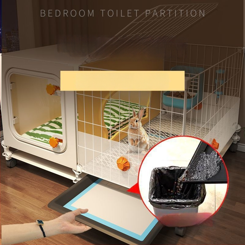 Κλωβός για κουνέλια με ενσωματωμένη τουαλέτα ούρων, μεγάλος εσωτερικός οικίσκος για κατοικίδια (κουνέλια, ινδικά χοιρίδια, χάμστερ) — πλαστικό, Καταφύγιο κατοικίδιων, εργοστασιακή απευθείας προσαρμογή διασυνοριακή, αποκλειστική διασυνοριακή εφοδιαστική