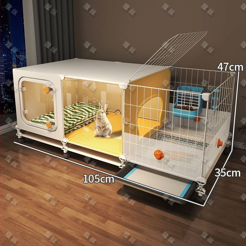 Κλωβός για κουνέλια με ενσωματωμένη τουαλέτα ούρων, μεγάλος εσωτερικός οικίσκος για κατοικίδια (κουνέλια, ινδικά χοιρίδια, χάμστερ) — πλαστικό, Καταφύγιο κατοικίδιων, εργοστασιακή απευθείας προσαρμογή διασυνοριακή, αποκλειστική διασυνοριακή εφοδιαστική