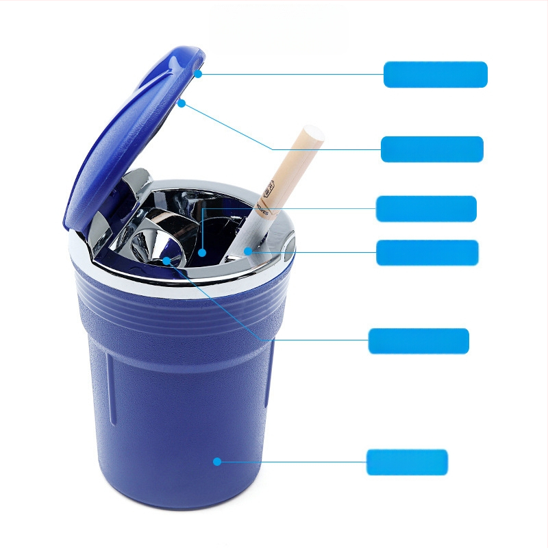 Fire Wheel LED автомобилен пепелник с капак, пластмасов, сваляем и миещ се, печатано лого, възможност за частна марка