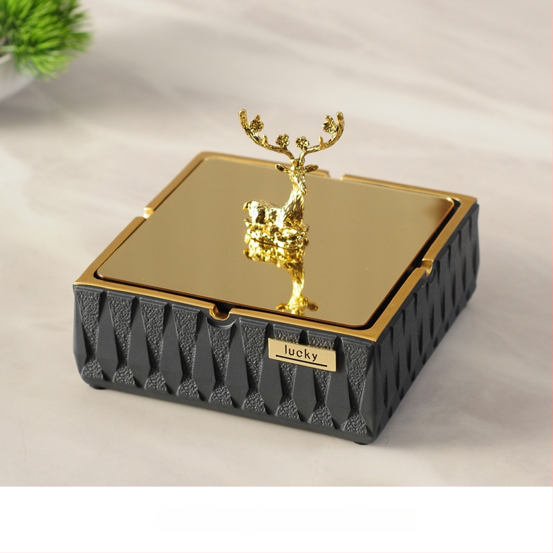 Пепелник с капак - Смола, модерен минималистичен стил, многократно използваем (Материал: Смола; Стил: Модерен минимализъм; Бранд: Aizhi; Кутия: 10 бр)