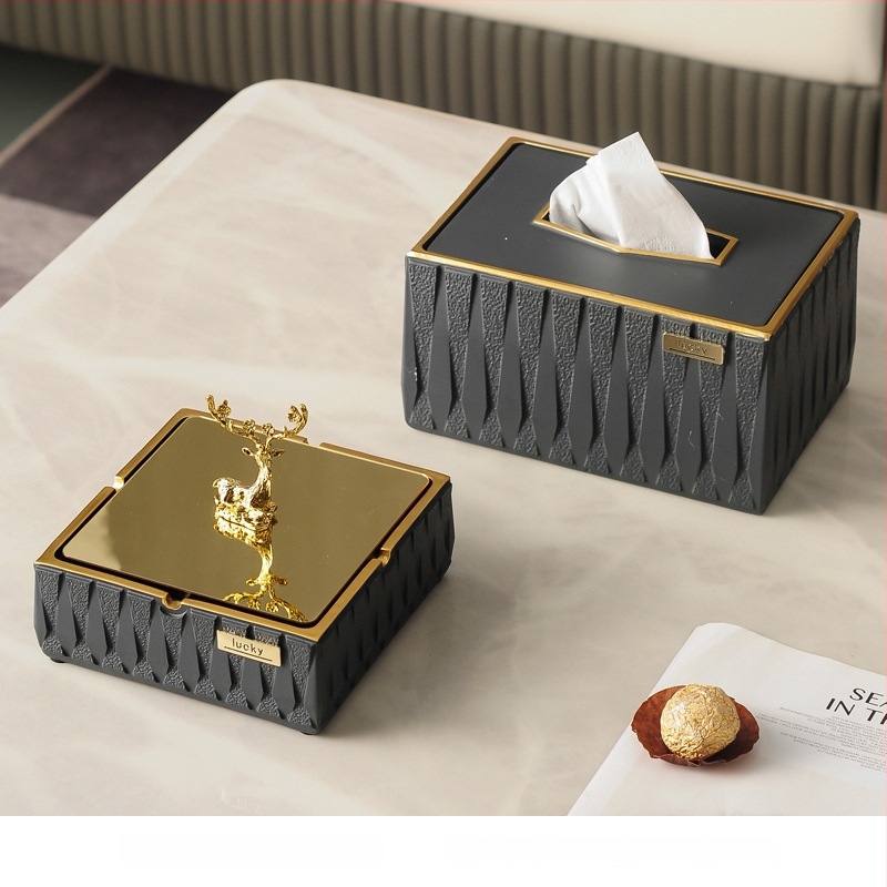 Пепелник с капак - Смола, модерен минималистичен стил, многократно използваем (Материал: Смола; Стил: Модерен минимализъм; Бранд: Aizhi; Кутия: 10 бр)