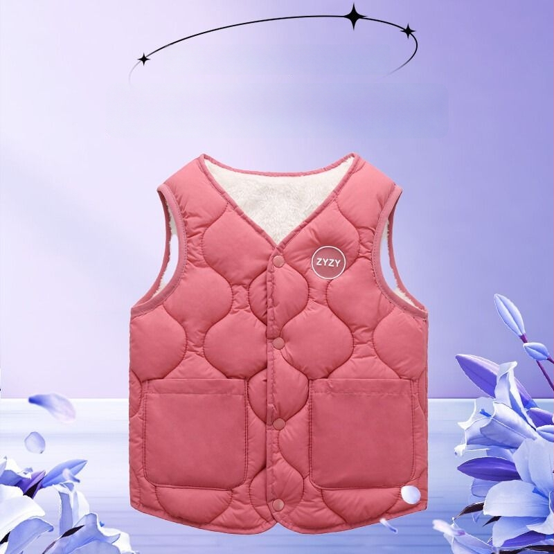 Παιδικό γιλέκο με φλις επένδυση από γούνα κουνελιού, διπλής όψεως χρήση, για νεογνά 0–1 ετών, Άνοιξη 2024