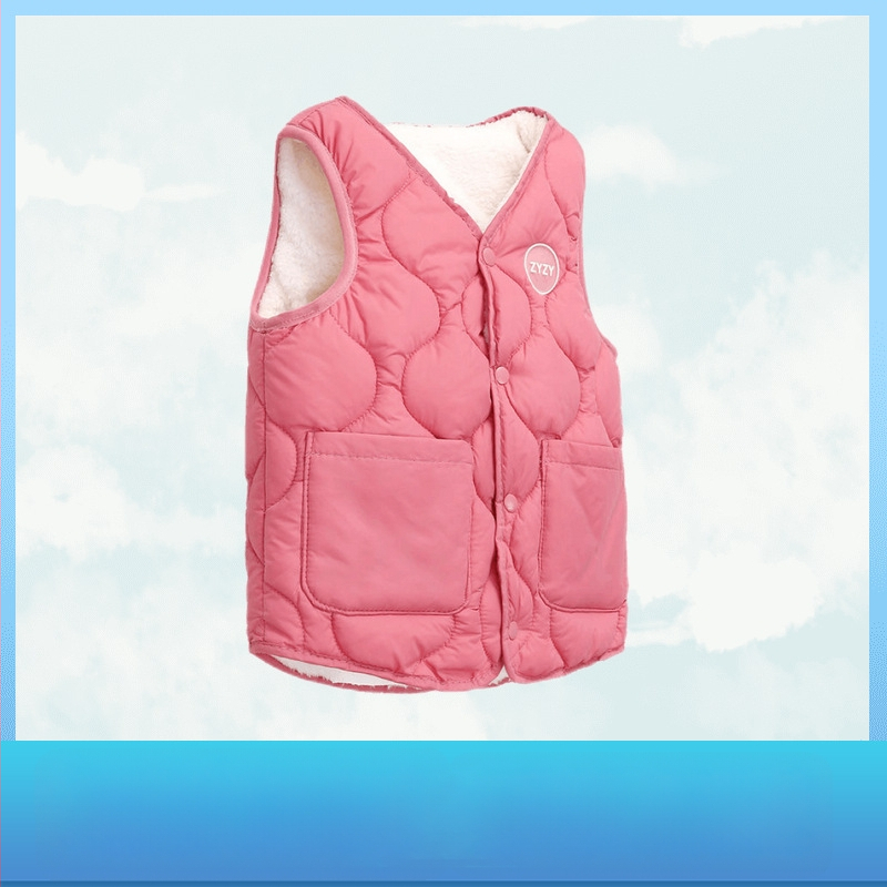 Παιδικό γιλέκο με φλις επένδυση από γούνα κουνελιού, διπλής όψεως χρήση, για νεογνά 0–1 ετών, Άνοιξη 2024