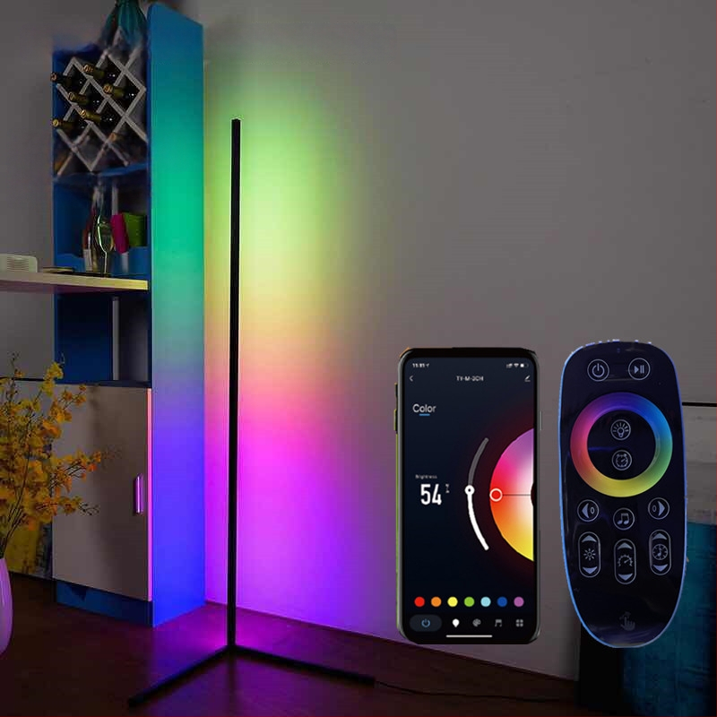 Padlólámpa LED-line dizájnnal, derékszögű hosszú csíkkal, nappaliba vagy hálószobába; 220V; akril Árnyékoló; állítható magasság; CRI 80-90