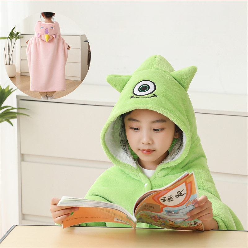 Gyerekek nappali köpeny pléd – téli vastag plüss, poliészter rost, 350 g, őszi-téli szezon, rajzfilm mintázat