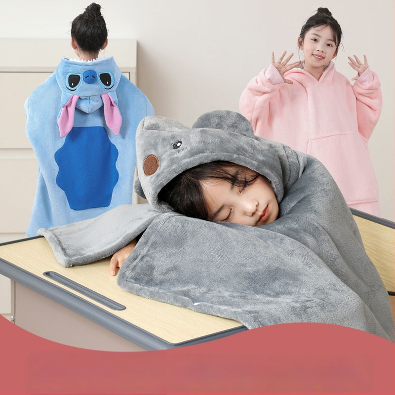 Gyerekek nappali köpeny pléd – téli vastag plüss, poliészter rost, 350 g, őszi-téli szezon, rajzfilm mintázat