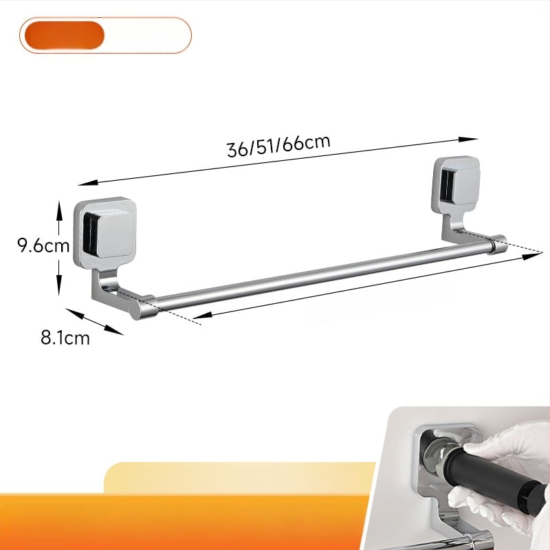 Държач за кърпи с вакуумно закрепване — неръждаема стомана и ABS, без дупки, еднополюсен за баня