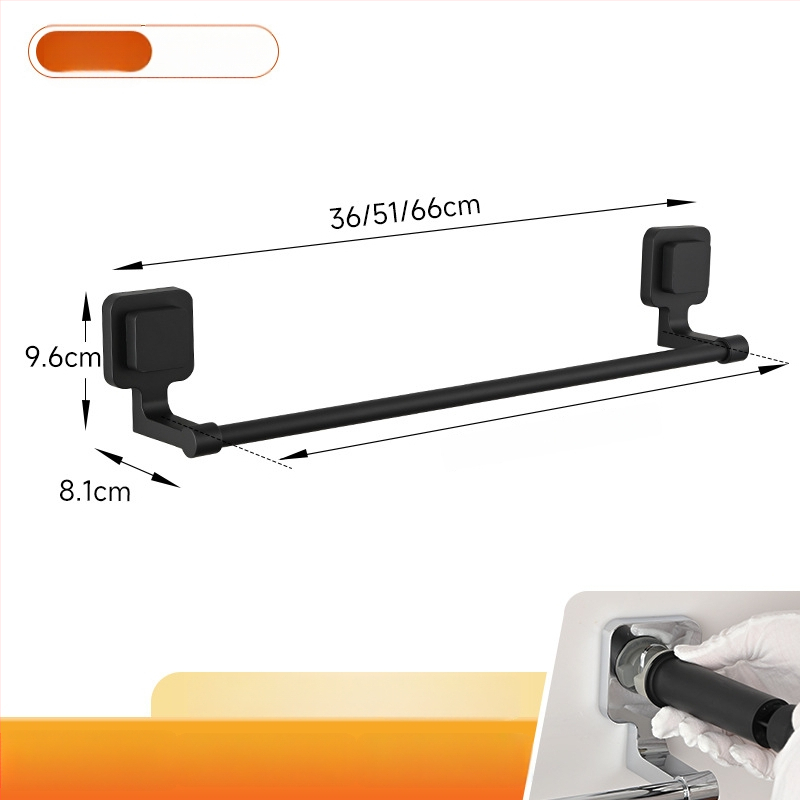 Държач за кърпи с вакуумно закрепване — неръждаема стомана и ABS, без дупки, еднополюсен за баня