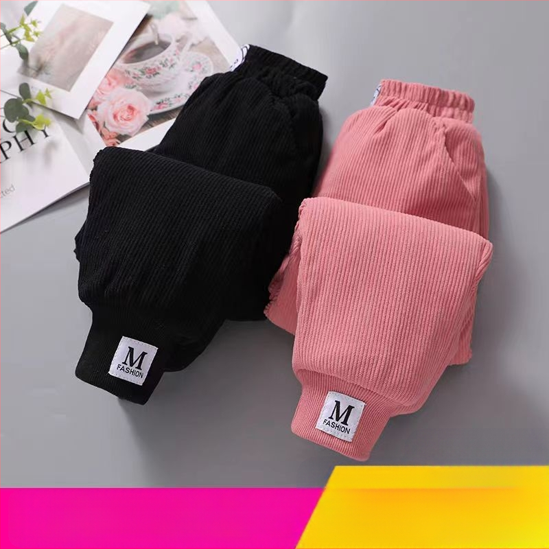 Lányoknak készült fleece-bevonatú vastag pamutnadrág, háromréteg quiltelt melegséggel, mindennapi kültéri téli viselet