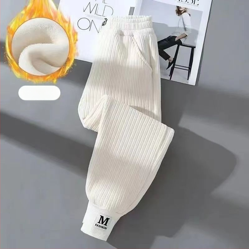 Lányoknak készült fleece-bevonatú vastag pamutnadrág, háromréteg quiltelt melegséggel, mindennapi kültéri téli viselet