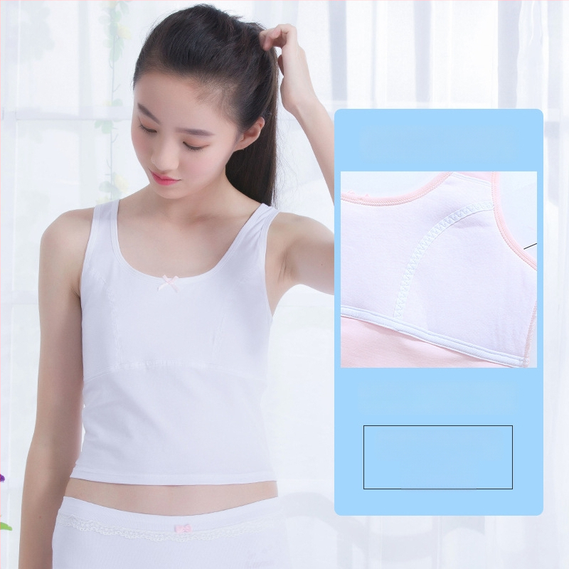 Dievčenské spodné tričko v rastovom období s pevným vankúšom na hrudi, 9–13 rokov, okrúhly výstrih, 95% bavlna, všetky ročné obdobia