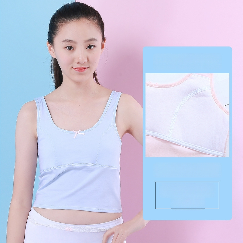 Dievčenské spodné tričko v rastovom období s pevným vankúšom na hrudi, 9–13 rokov, okrúhly výstrih, 95% bavlna, všetky ročné obdobia