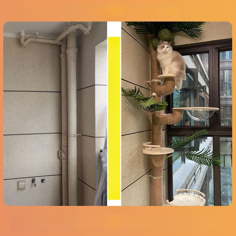 Πλαίσιο ανάβασης γάτας από PVC για μπαλκόνι, απλό σχέδιο