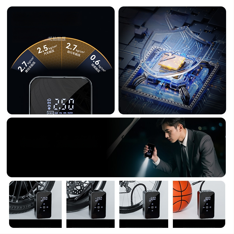 Automobilska pumpa za gume s digitalnim zaslonom, 12V, 80W, 35 L/min, USB punjenje