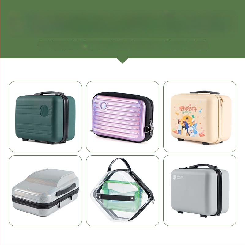 Karikatúra aranyos kozmetikai neszesszer bővíthető réteggel — ABS+PC, cipzáras nyitás, geometrikus mintázat, vízálló, hordozható sminktároló