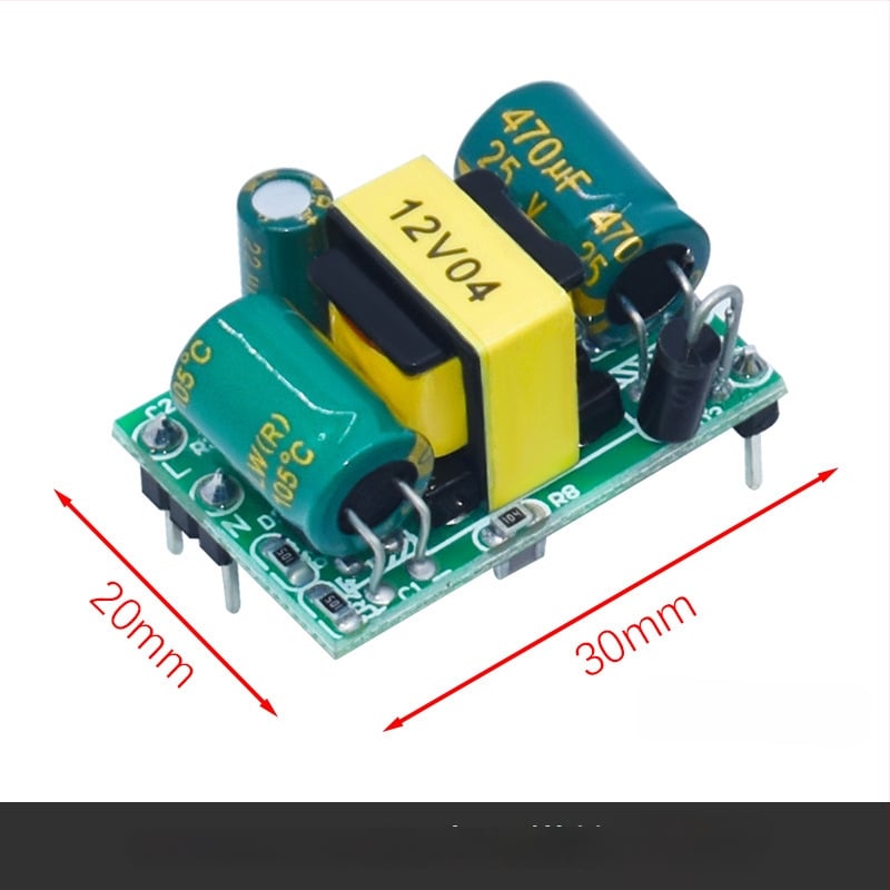 Изолиран модул за захранване AC-DC, вход 220V, изходи 5V/9V/12V, токове 400/500/700 mA и 1A.
