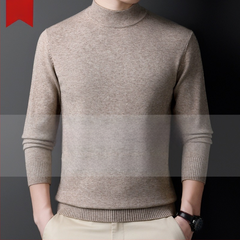 Πουλόβερ κασμίρι ανδρών — ημι-υψηλός λαιμός, φαρδιά γραμμή, μακριά μανίκια, 95% κασμίρι, Χειμώνας 2024
