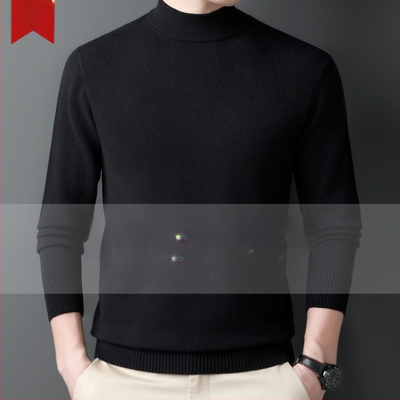 Πουλόβερ κασμίρι ανδρών — ημι-υψηλός λαιμός, φαρδιά γραμμή, μακριά μανίκια, 95% κασμίρι, Χειμώνας 2024