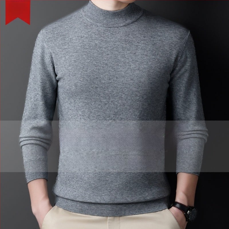 Πουλόβερ κασμίρι ανδρών — ημι-υψηλός λαιμός, φαρδιά γραμμή, μακριά μανίκια, 95% κασμίρι, Χειμώνας 2024