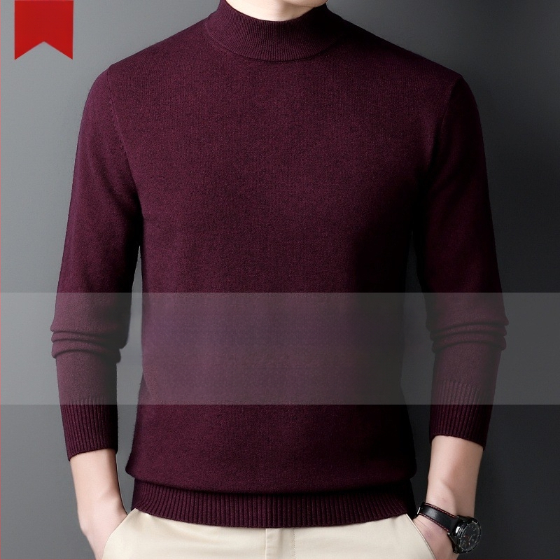 Πουλόβερ κασμίρι ανδρών — ημι-υψηλός λαιμός, φαρδιά γραμμή, μακριά μανίκια, 95% κασμίρι, Χειμώνας 2024