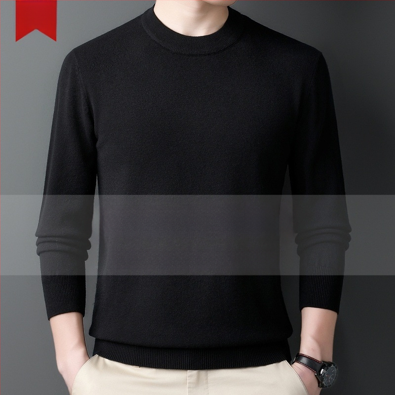 Πουλόβερ κασμίρι ανδρών — ημι-υψηλός λαιμός, φαρδιά γραμμή, μακριά μανίκια, 95% κασμίρι, Χειμώνας 2024
