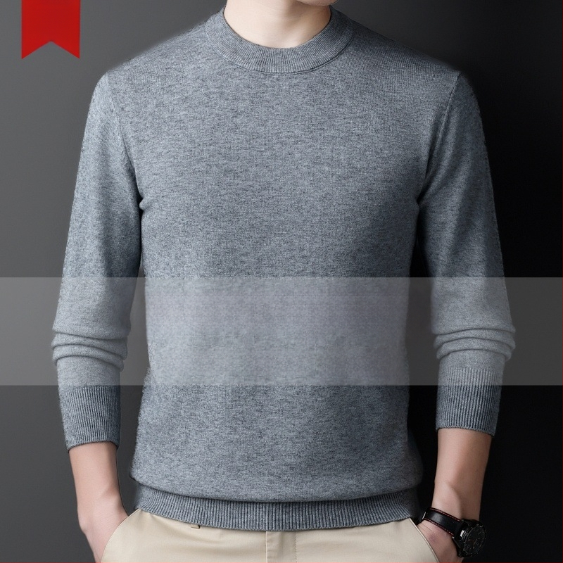 Πουλόβερ κασμίρι ανδρών — ημι-υψηλός λαιμός, φαρδιά γραμμή, μακριά μανίκια, 95% κασμίρι, Χειμώνας 2024