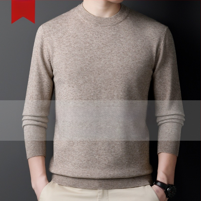 Πουλόβερ κασμίρι ανδρών — ημι-υψηλός λαιμός, φαρδιά γραμμή, μακριά μανίκια, 95% κασμίρι, Χειμώνας 2024