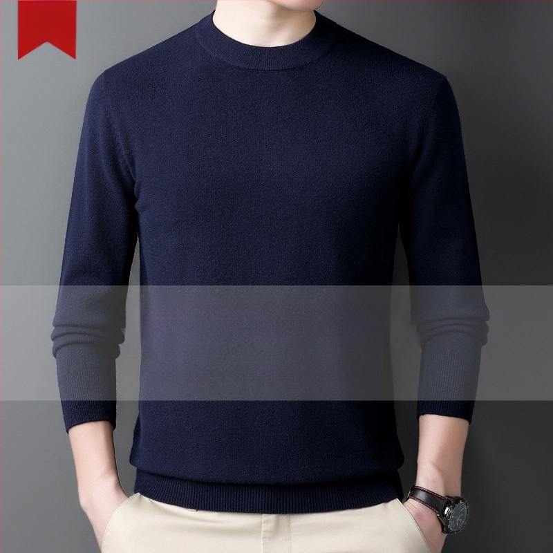 Πουλόβερ κασμίρι ανδρών — ημι-υψηλός λαιμός, φαρδιά γραμμή, μακριά μανίκια, 95% κασμίρι, Χειμώνας 2024