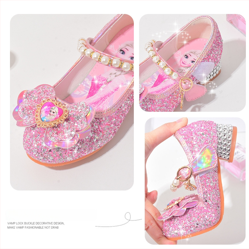 Funny Girl Dječje cipele Princeza Elsa, kristalne cipele s motivom leda i snijega, za proljeće i jesen, niski vrh, Velcro kopča, gornji microfiber, PU potplat i uložak, stil princeze