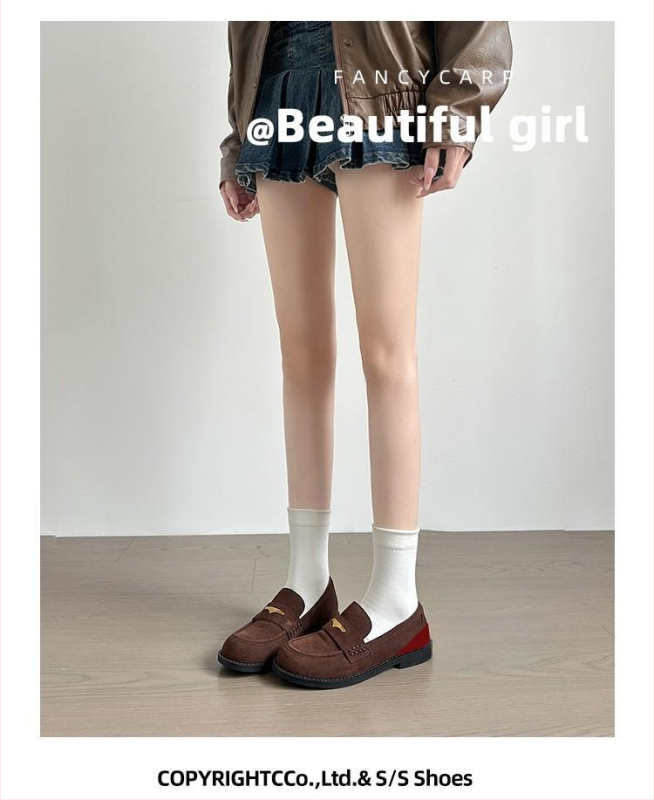 Loafer minimalist cu toc gros de 6-8 cm, talpă din cauciuc, căptușeală Ultra-fiber din piele