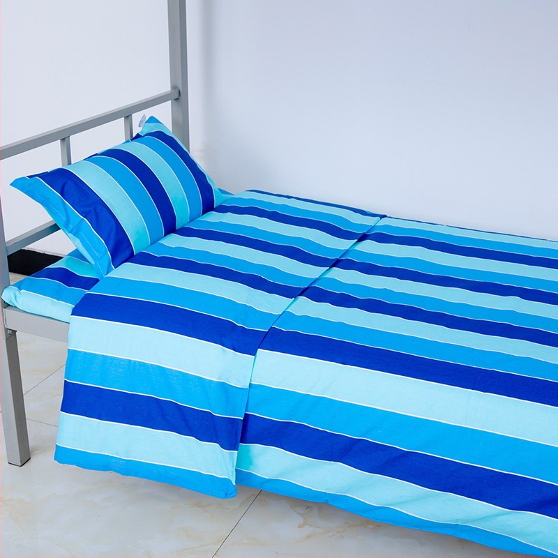 Set de lenjerie de pat din bumbac, trei piese, model în dungI, imprimare și vopsire reactive, țesătură simplă, stil modern minimalist